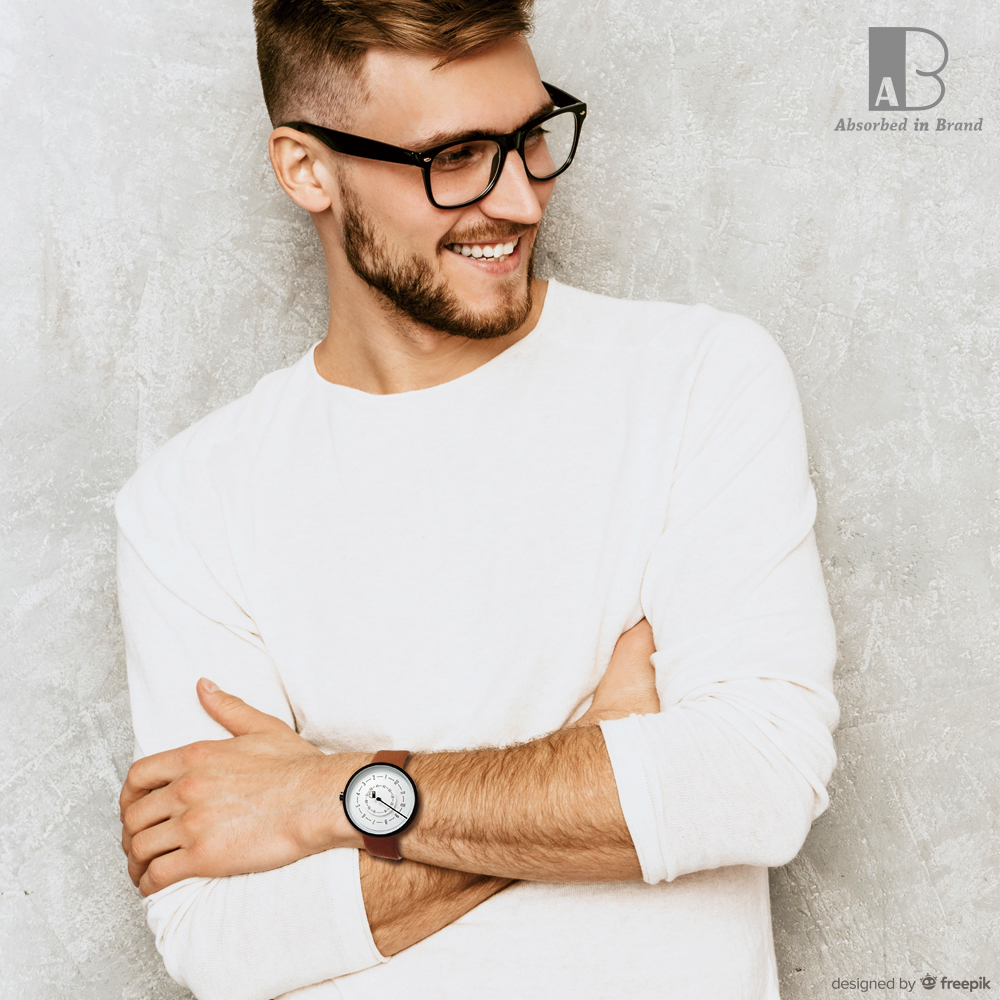 A in B 愛司博得  簡約時尚轉盤手錶 咖啡色皮革錶帶消光黑錶框39mm