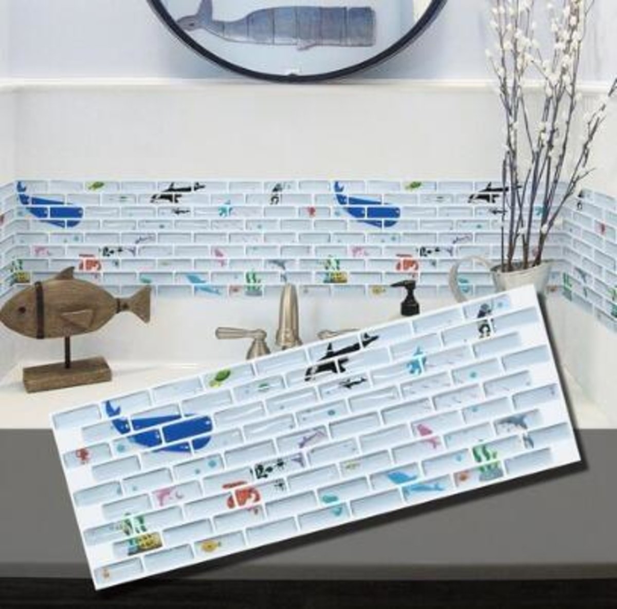 【BEAUSTILE】3D 浴室及廚房多功能牆紙貼_海洋動物