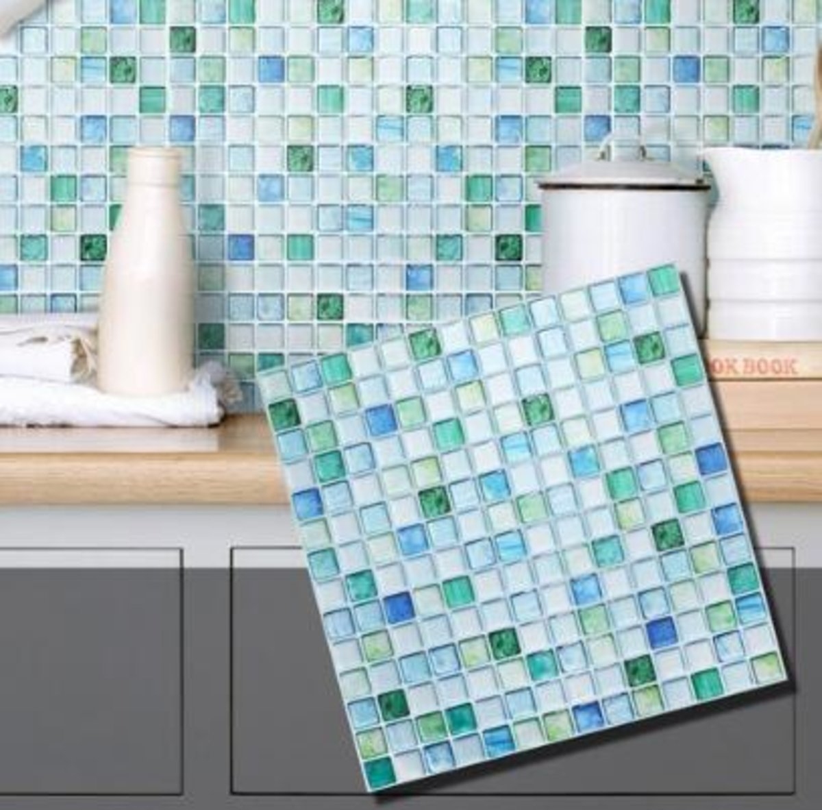 【BEAUSTILE】（大尺寸）3D 浴室及廚房多功能牆紙貼（寶石藍瓷磚）