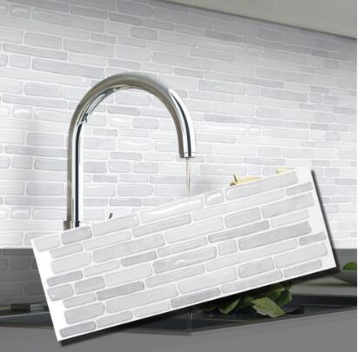 【BEAUSTILE】3D 浴室及廚房多功能牆紙貼_白磚