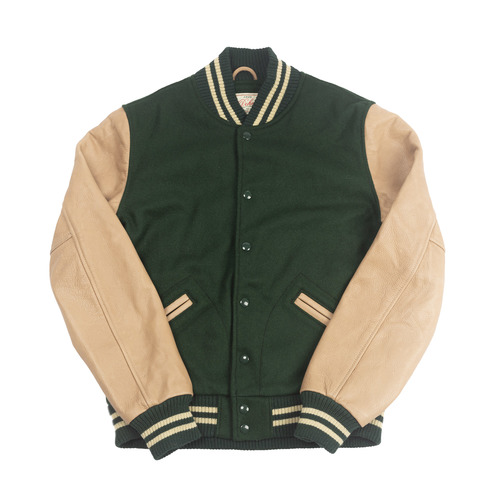 Dehen - Varsity Jacket ( Green x Toupe )