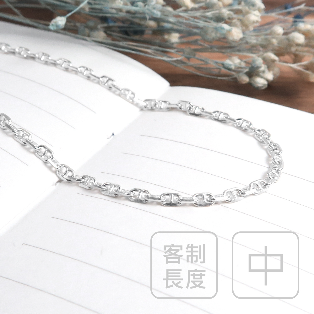 稜角海錨鍊(2.4mm中鍊) 925純銀 女生 男生 中性項鍊 客製長度銀鍊