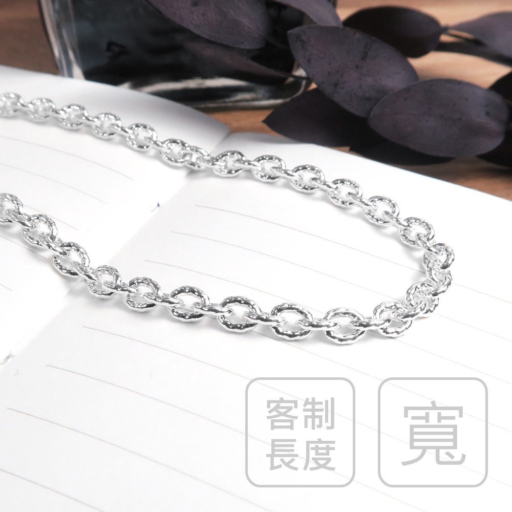 麻花圓圈鍊(4.0mm寬鍊) 925純銀 男生項鍊 客製長度銀鍊