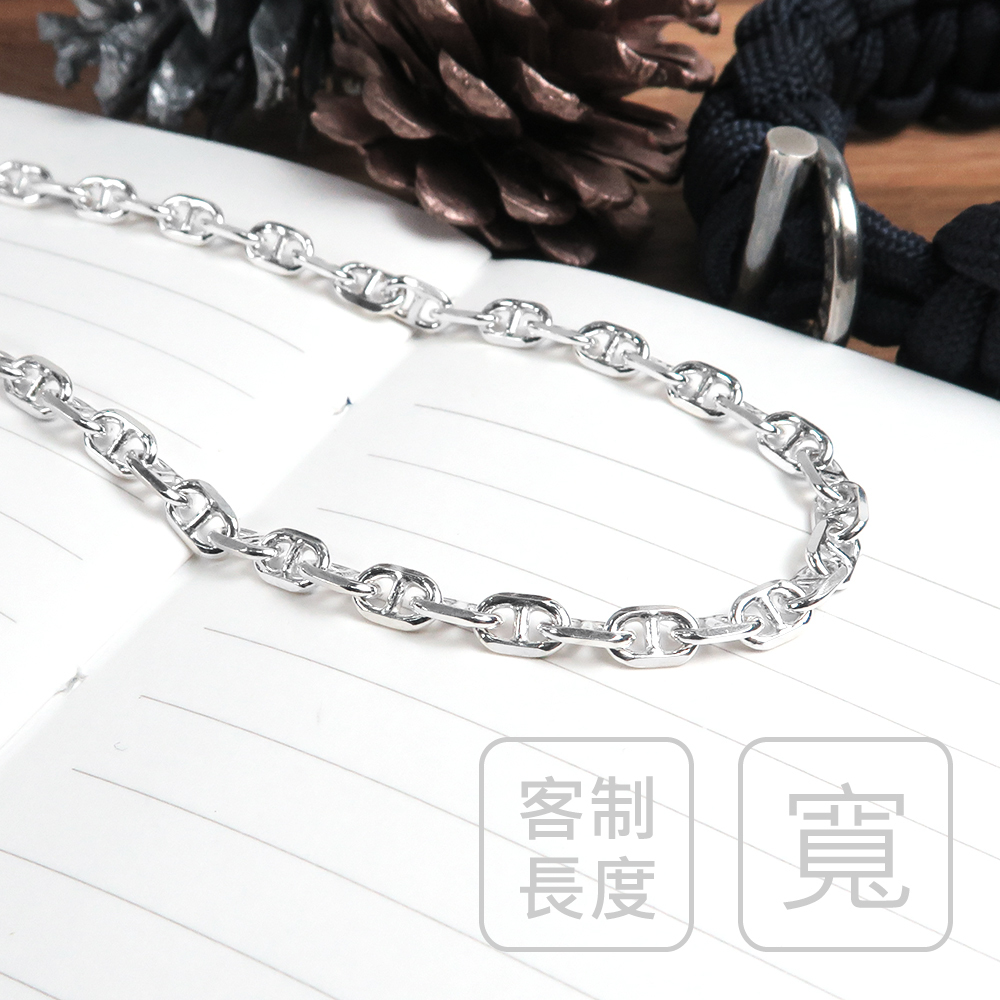 稜角海錨鍊(3.8mm寬鍊) 925純銀 男生項鍊 客製長度銀鍊