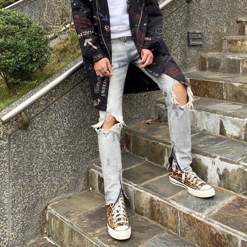 FOG 風格 韓國製破壞拉鍊牛仔褲 小賈著用款 破褲