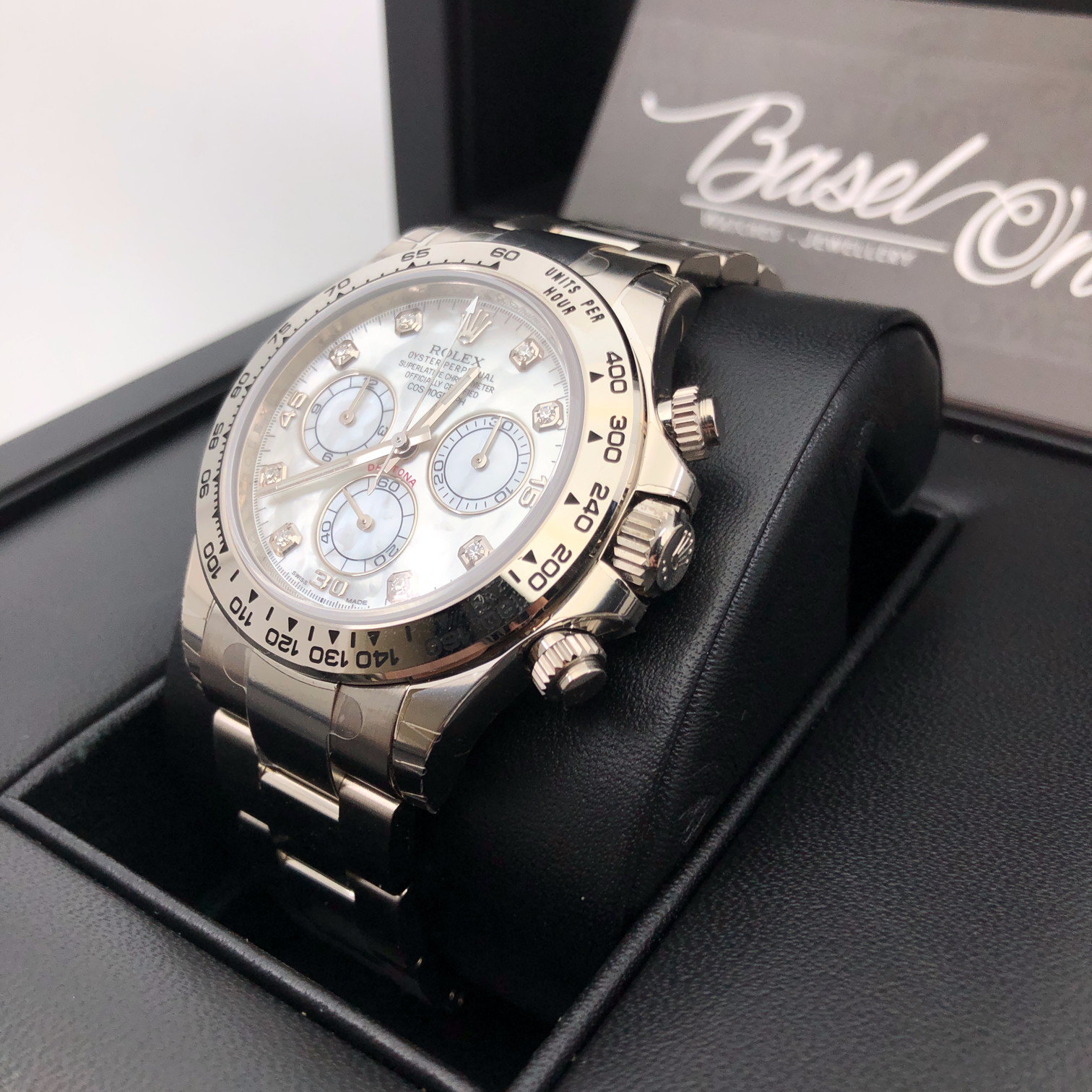 BRAND NEW ROLEX 116509NC 8DI diamond index OYSTER PERPETUAL COSMOGRAPH DAYTONA WHITE GOLD white mop DIAL