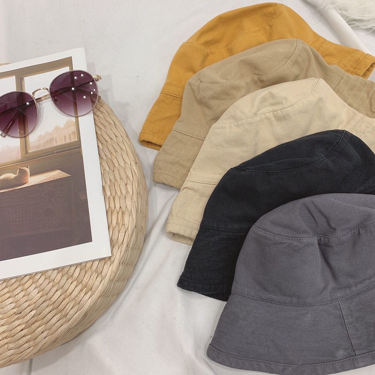 素面款基本漁夫帽(附調節繩) /五色