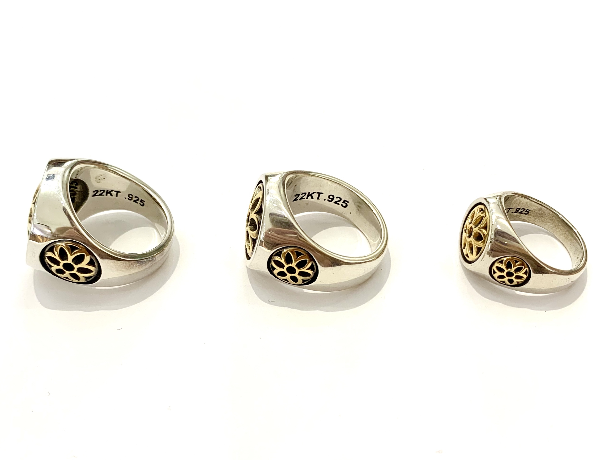Club Ring, Two Tone (Sterling silver, 22K gold)