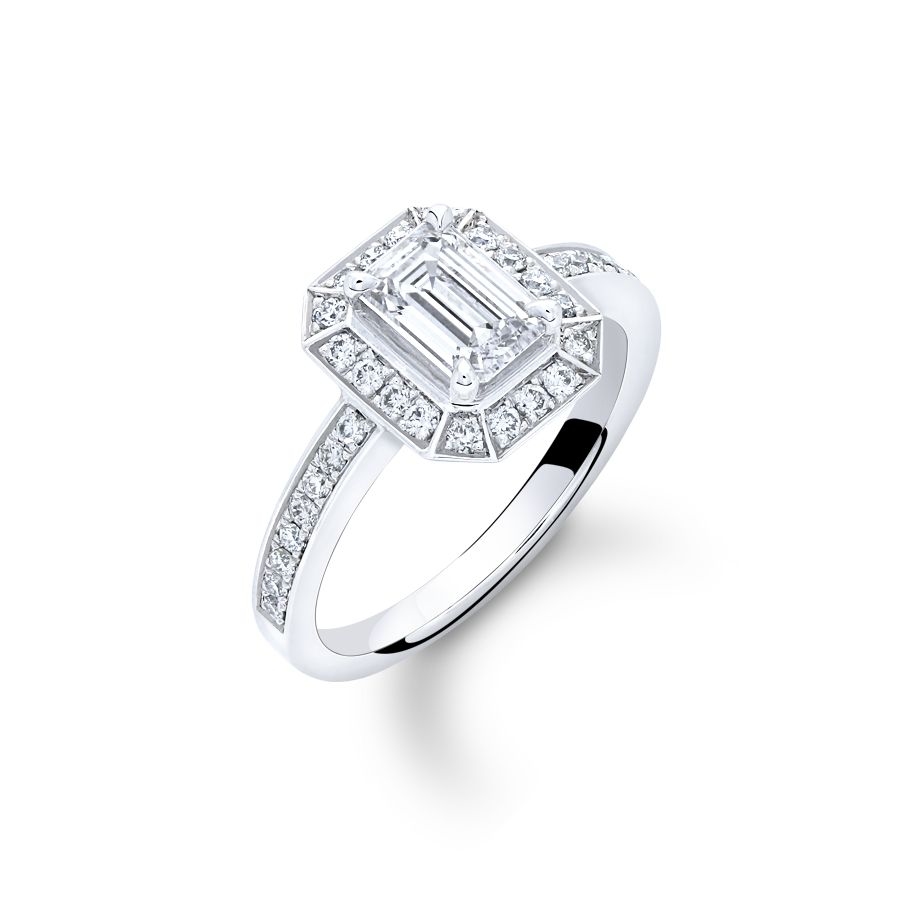 光輝庭園－GIA1克拉祖母綠形鑽戒