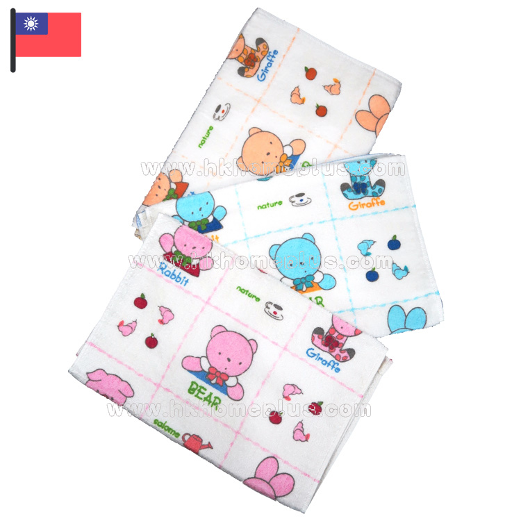 3條裝 興隆: 台灣製 動物印花童巾 4970207