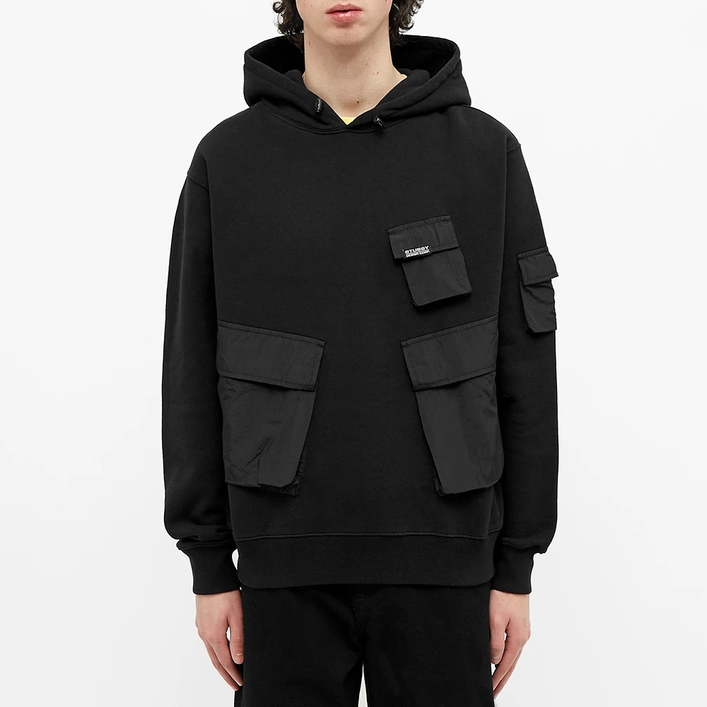 STUSSY CARGO FLEECE HOOD BLACK