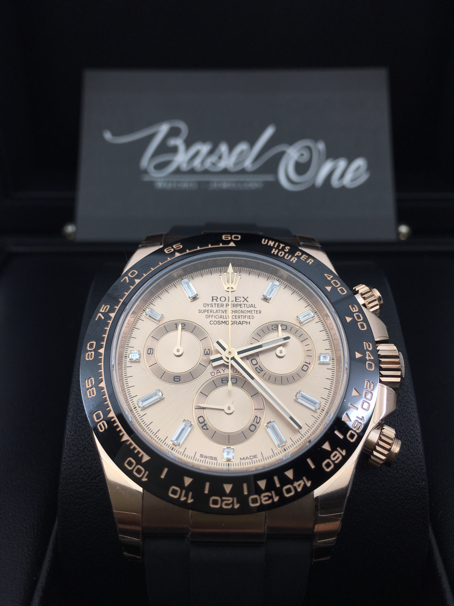 DISCONTINUED BRAND NEW ROLEX 116515LN B11 baguette pink dial OYSTER PERPETUAL COSMOGRAPH DAYTONA ROSE GOLD WITH DIAMOND INDEX 40MM