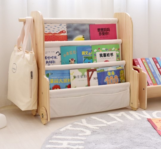 寶寶實木圖書收納架