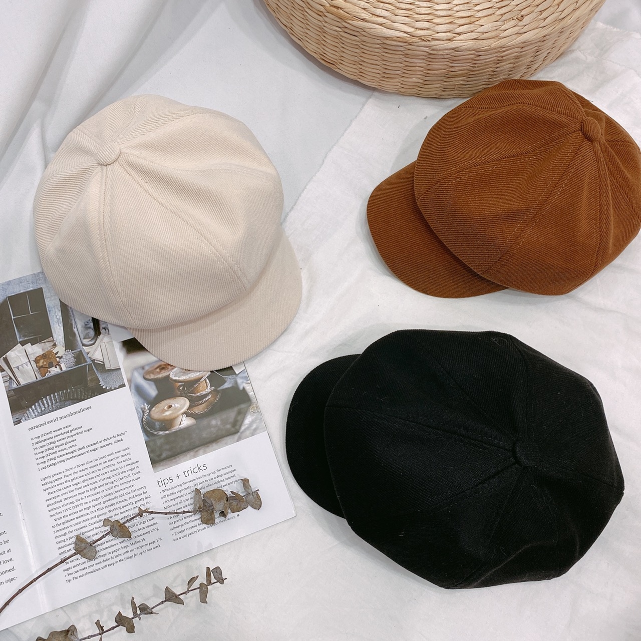斜紋布報童帽/三色