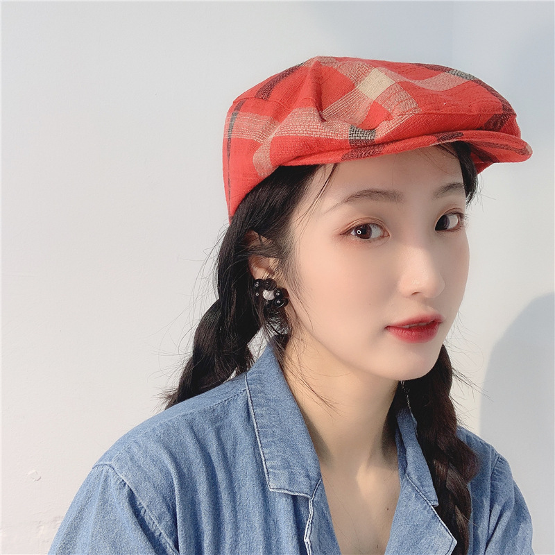 格紋鴨舌帽(綠/紅/卡其/深藍/黑)