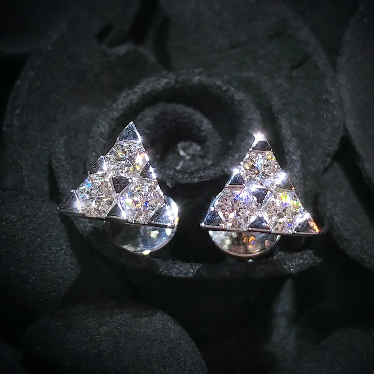 全新18K白金36份鑽石耳環