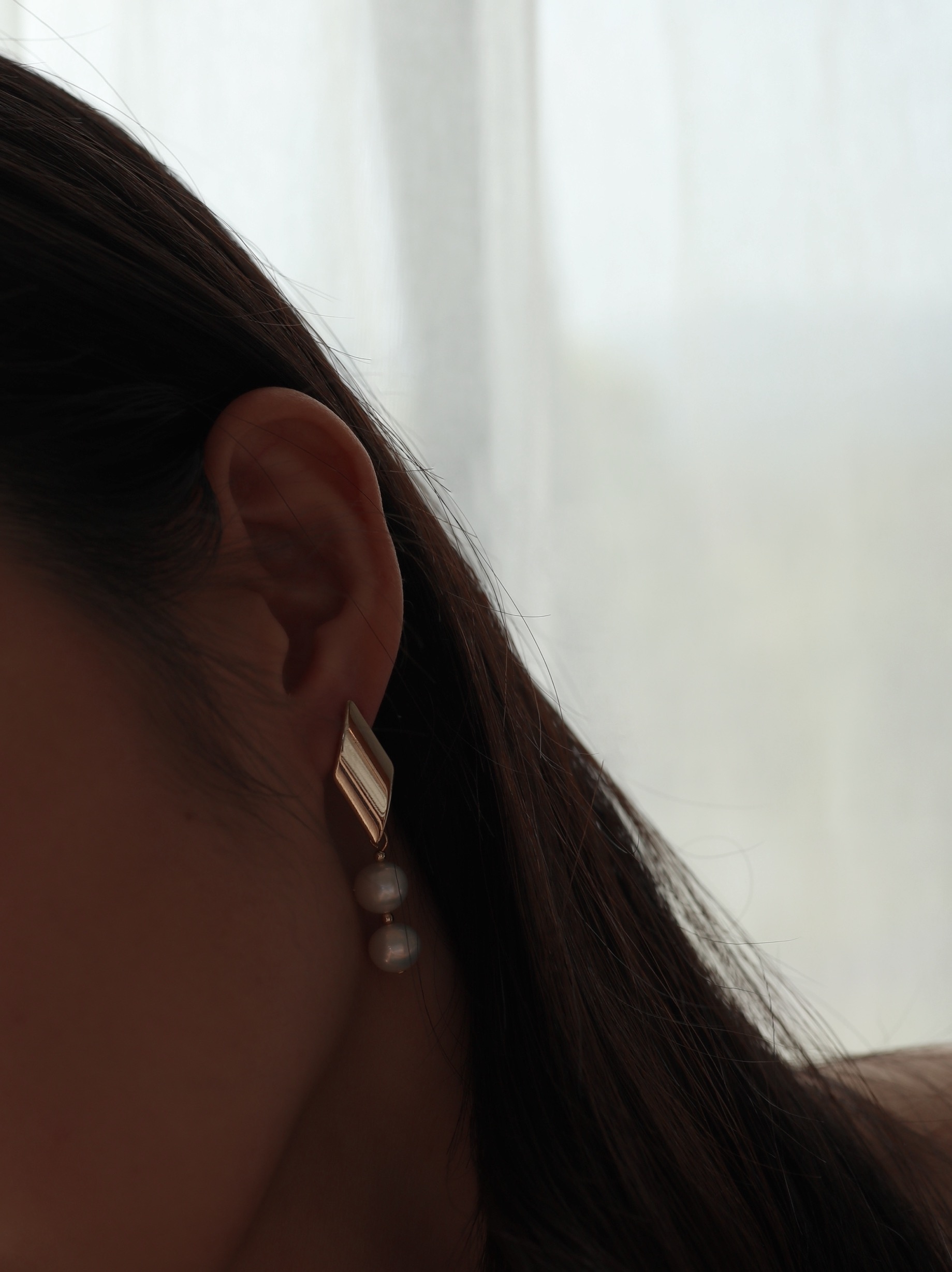 Pearl 2 | 日本珍珠菱形耳環