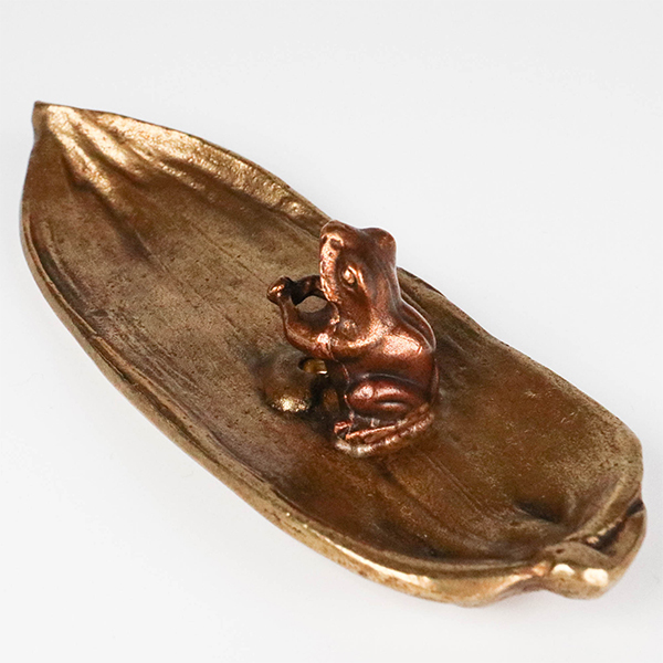 【高岡銅器】青蛙竹葉 香立-小