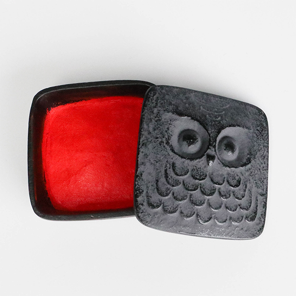 【博鳳堂】貓頭鷹 朱肉印泥盒-方型