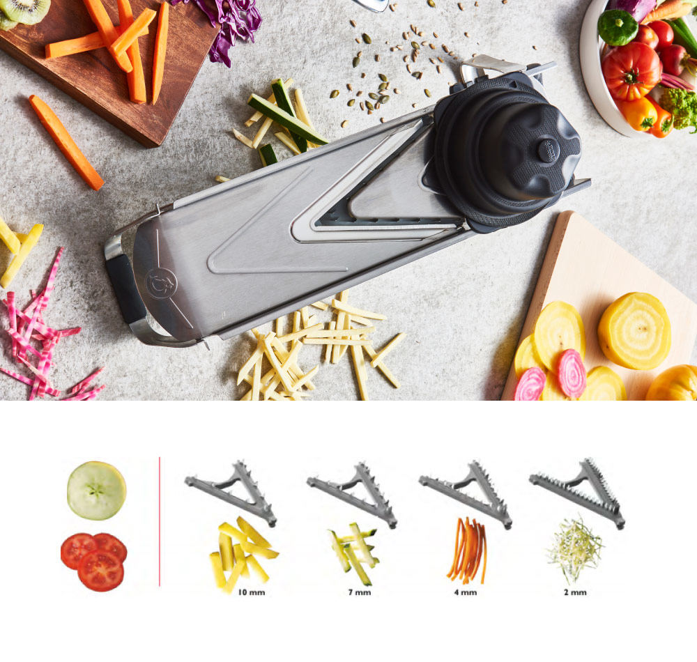 DeBuyer Konra Axis Mandoline Stainless Steel Food Fruit Veg Slicer in Black