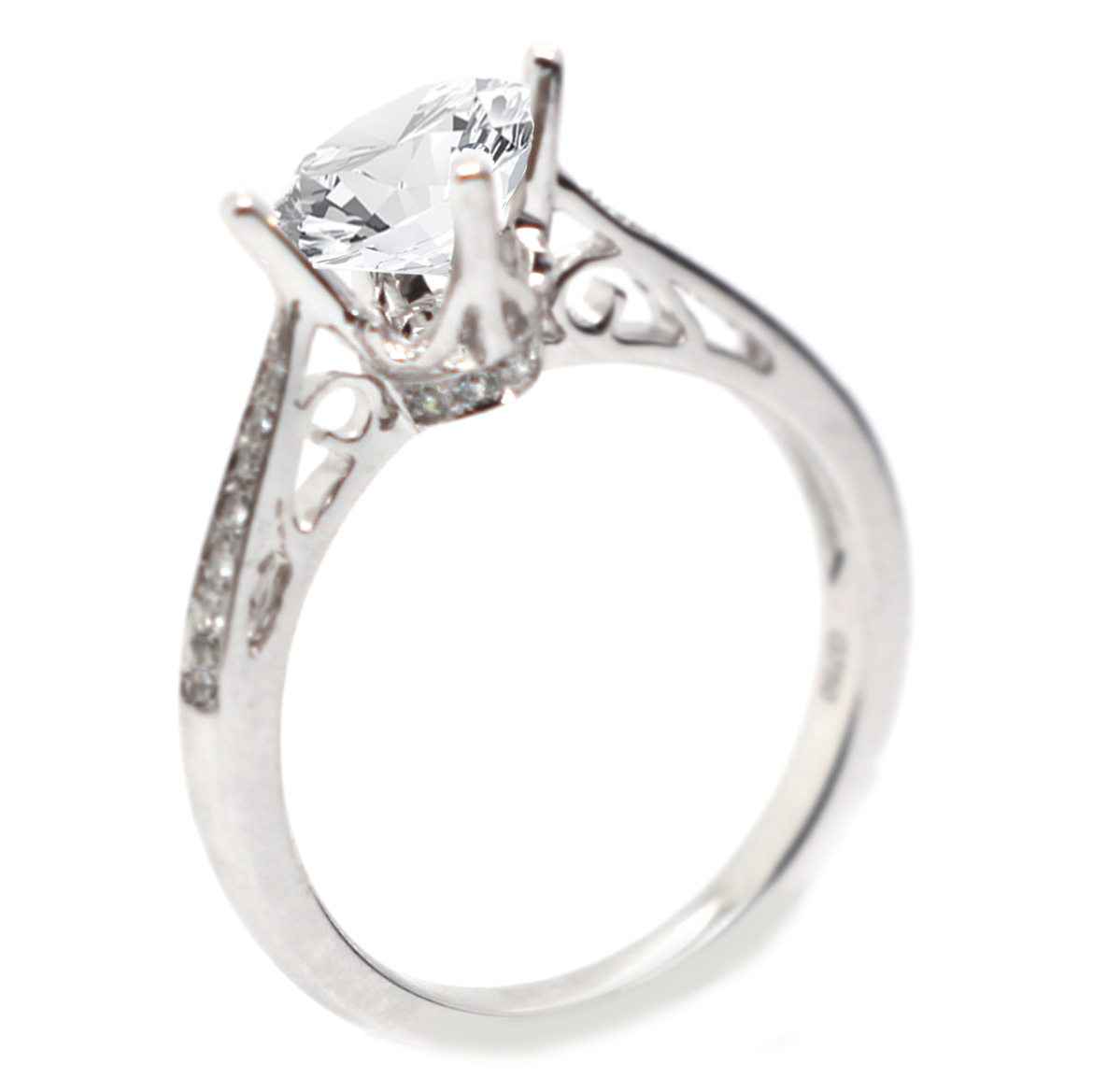 18K 白金天然鑽石戒指托(RS22RY16447)