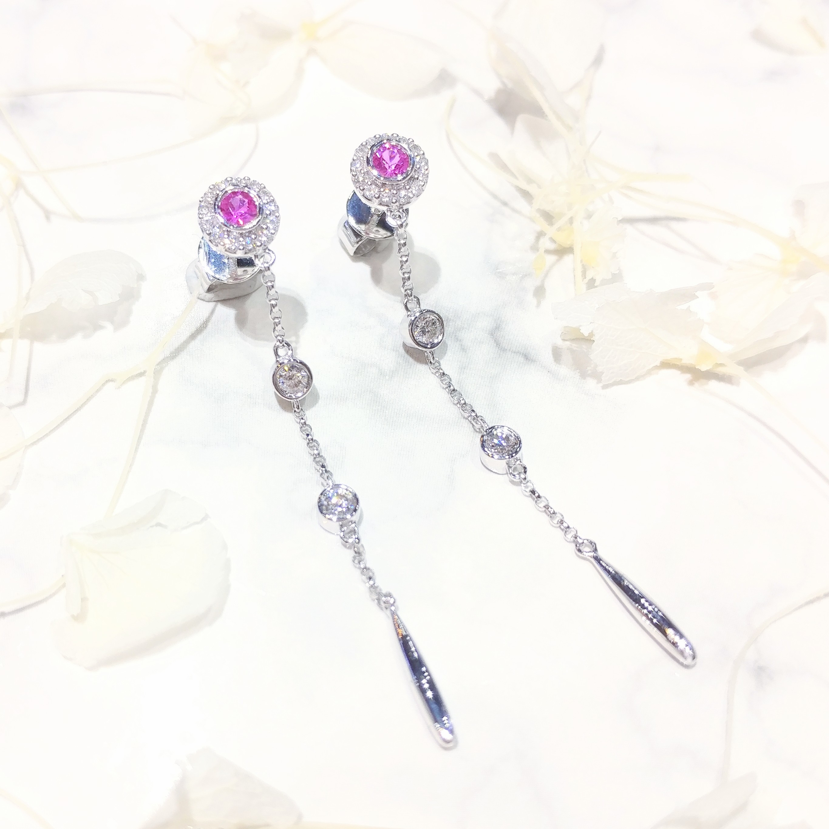 18K White Gold 0.25ct Sapphire and Diamond Drop Earrings