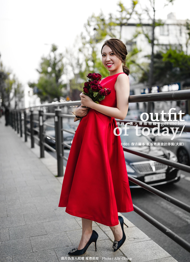 復古赫本 挺版剪裁設計 背心無袖洋裝(隱藏口袋)（DS01）gift me love 愛禮訂製時裝店