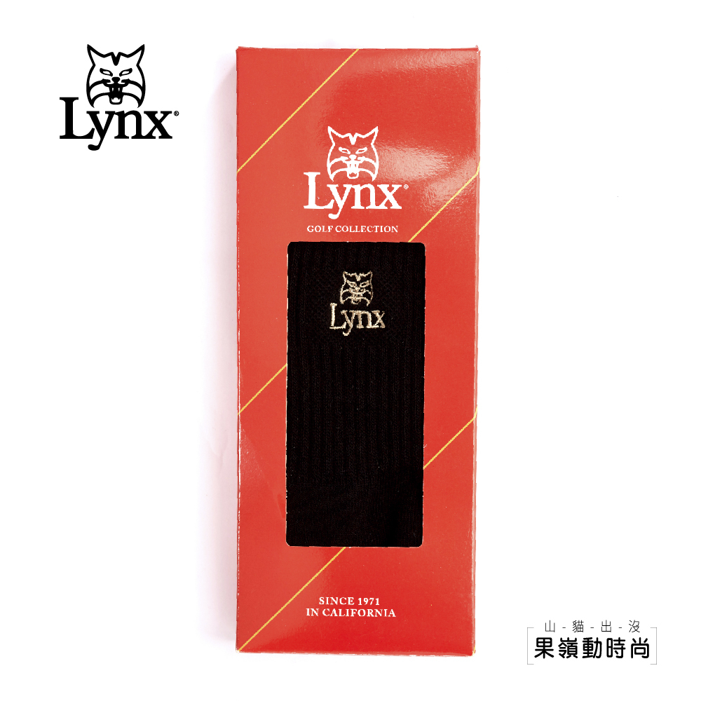 【Lynx Golf】男款Lynx山貓Logo精美繡花中筒襪