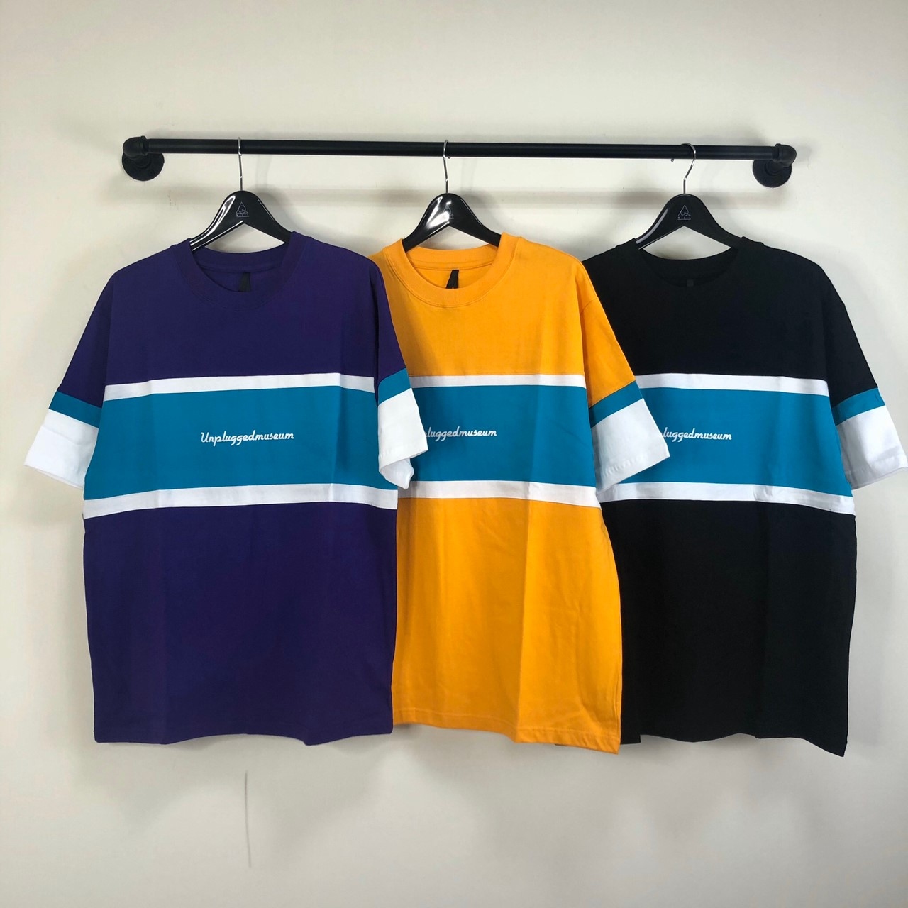 韓國 撞色 拼接 字體 寬鬆 短袖