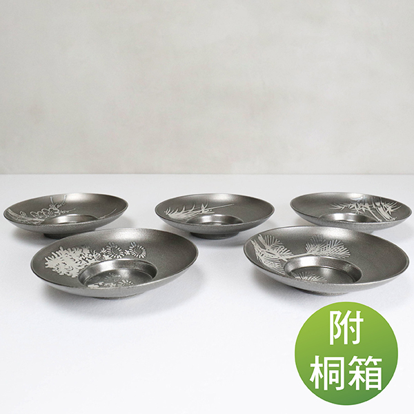 【大阪浪華】松竹梅菊蘭 丸形茶托組