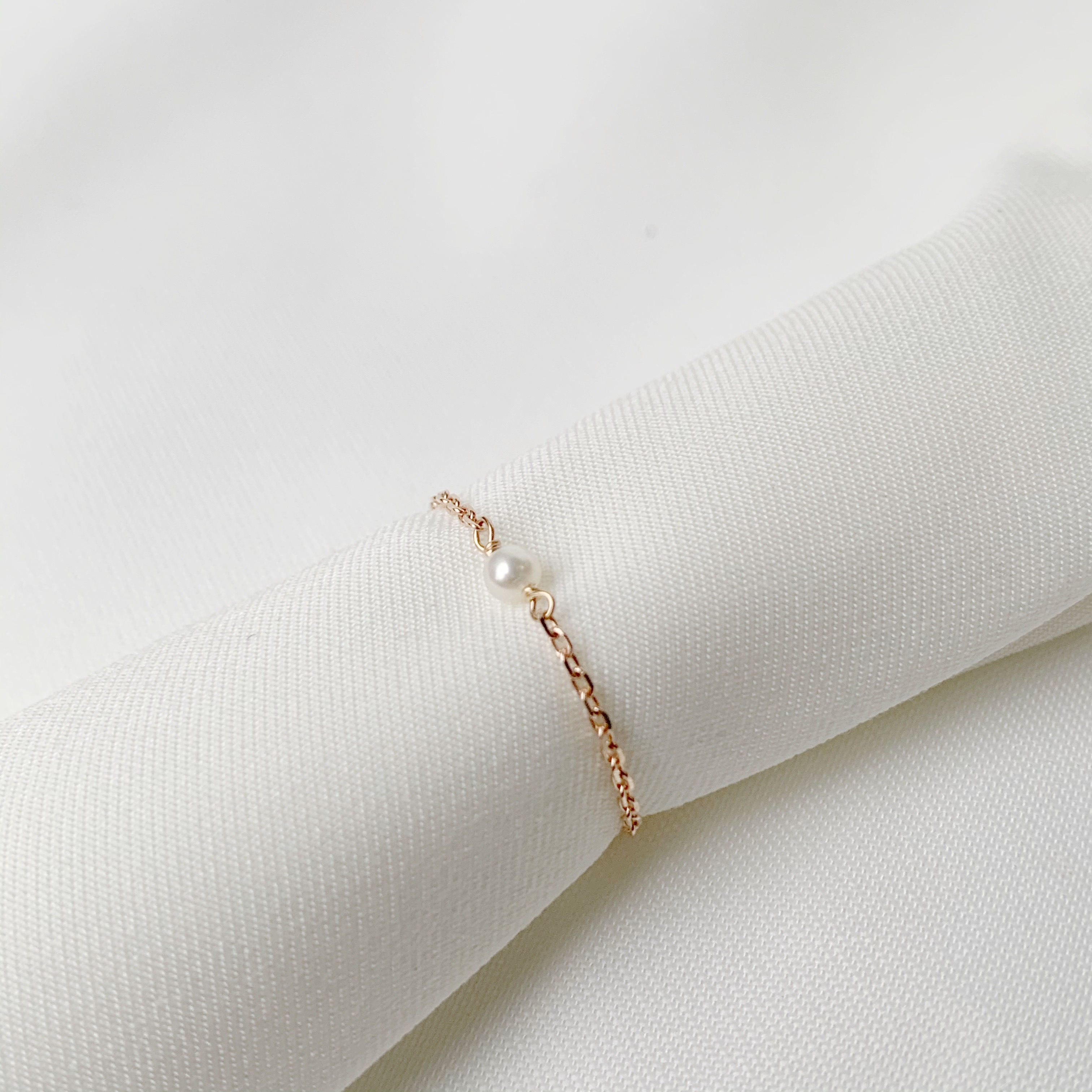 14K玫瑰金 珍珠簡約鍊戒