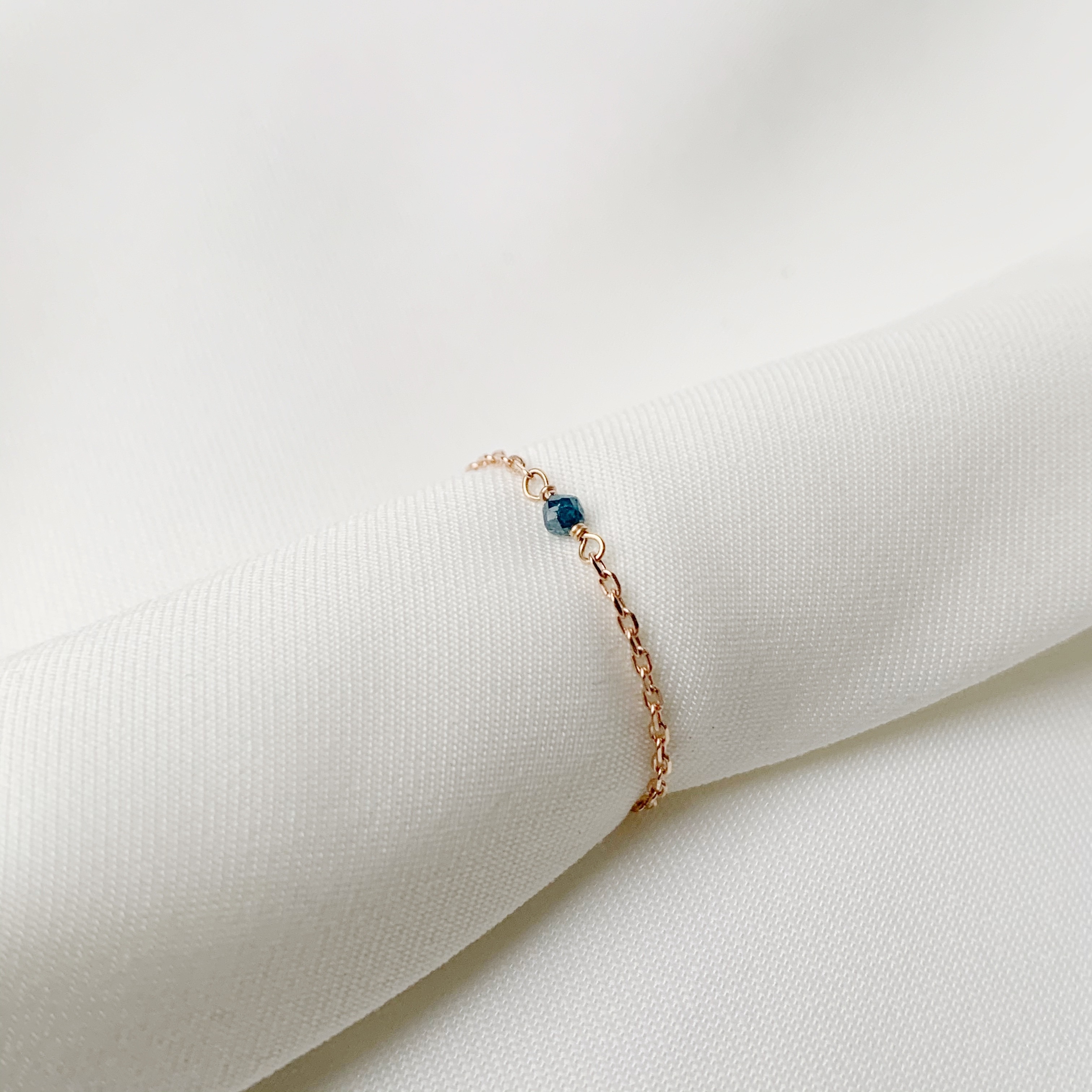 14K玫瑰金 藍鑽原礦簡約鍊戒