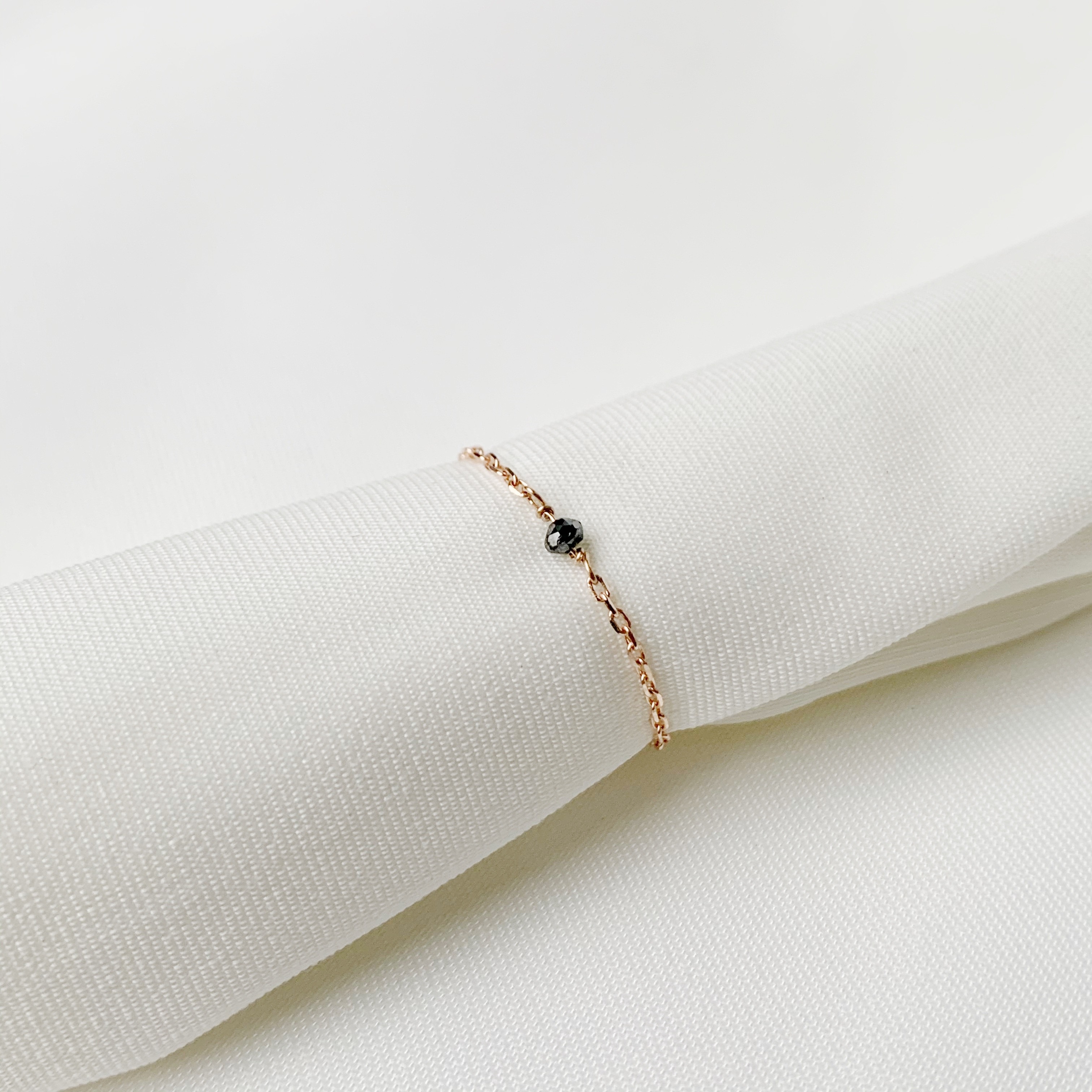 14K玫瑰金 黑鑽原礦簡約鍊戒