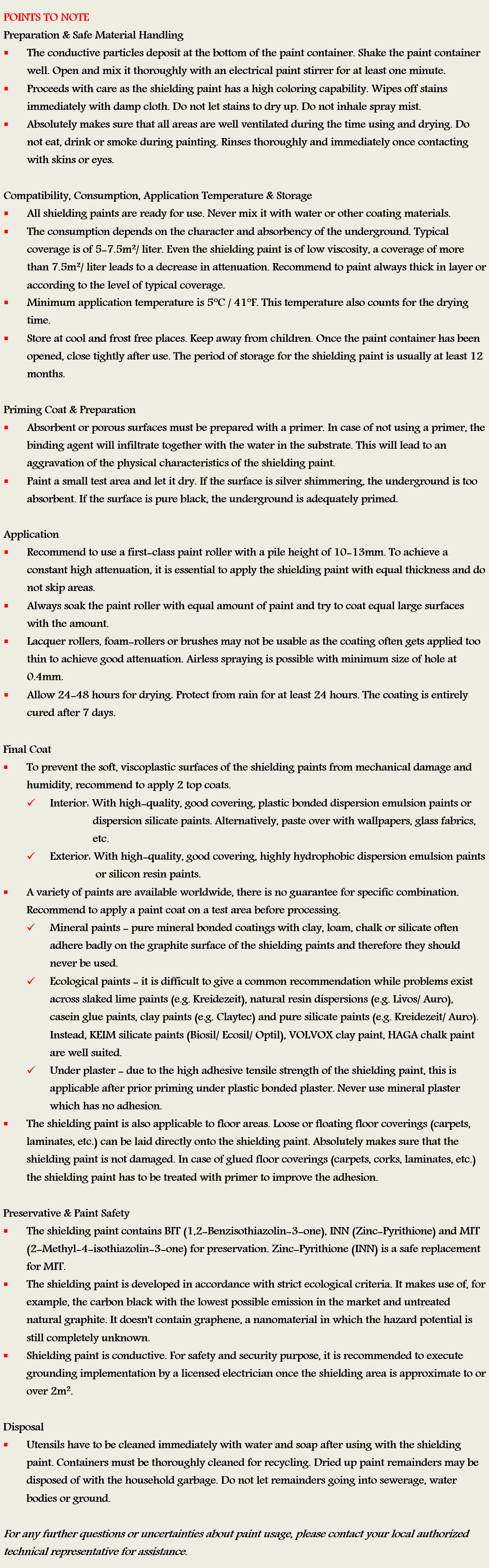 Shielding Paint PRO54 Points to Note
