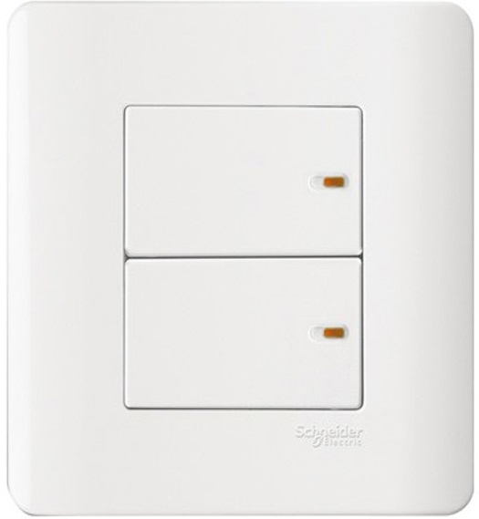 施耐德 E8000 睿雅 16AX 兩位單控平觸開關掣連開關指示 E8432/1