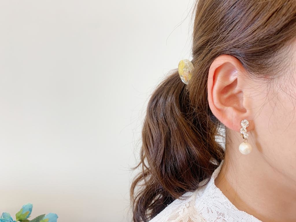 日本KAZA Bright Pearl 仿鑽棉花珠耳環（耳夾款）