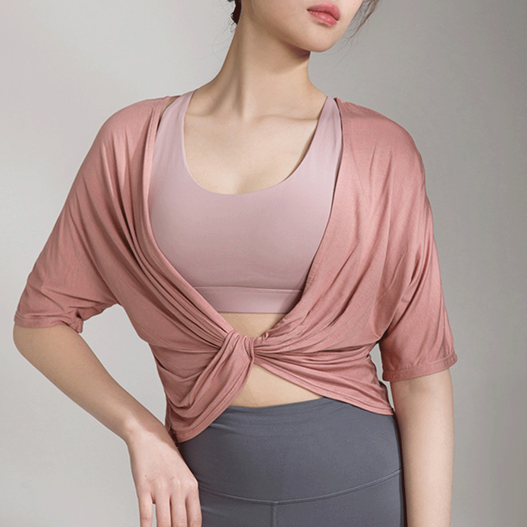 莫代爾扭轉雙面穿瑜珈/運動/機能罩衫【S~L】*