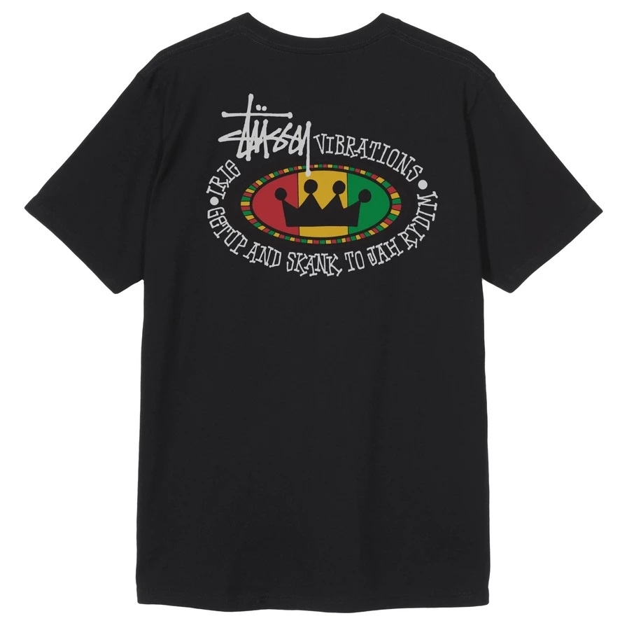 [現貨] STUSSY RASTA OVAL PIG. DYED TEE BLACK