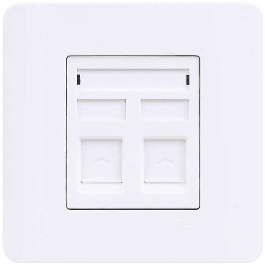 施耐德 E8000 ZENcelo 兩位RJ45 5e類數據插座, Keystone面板備防塵活門 E8432RJS/5