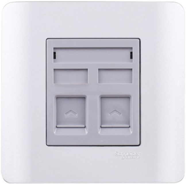 施耐德 E8000 ZENcelo 兩位RJ45 5e類數據插座, Keystone面板備防塵活門 E8432RJS/5