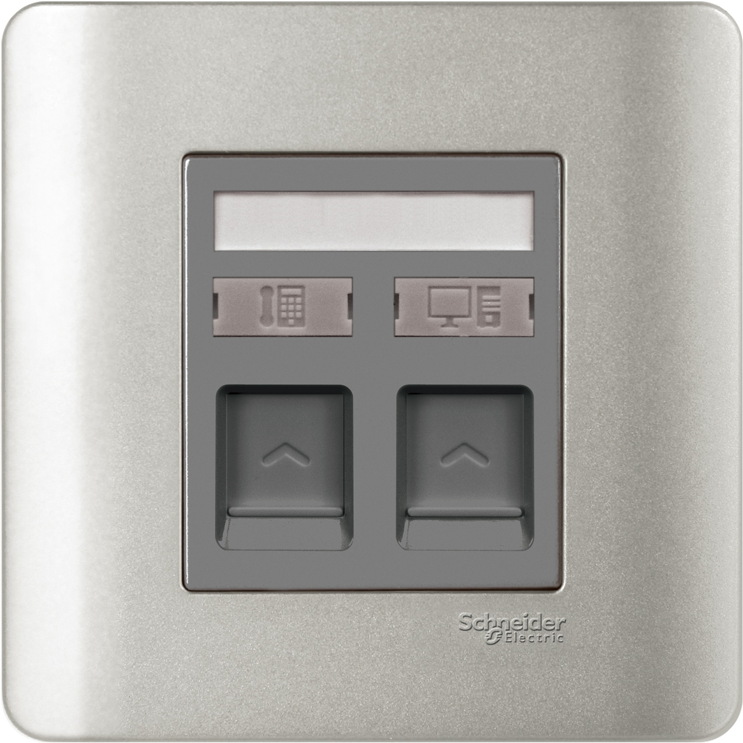 施耐德 E8000 睿雅 兩位RJ11電話及RJ45 5e類數據插座, Keystone面板備 防塵活門 E8432TDRJS/5