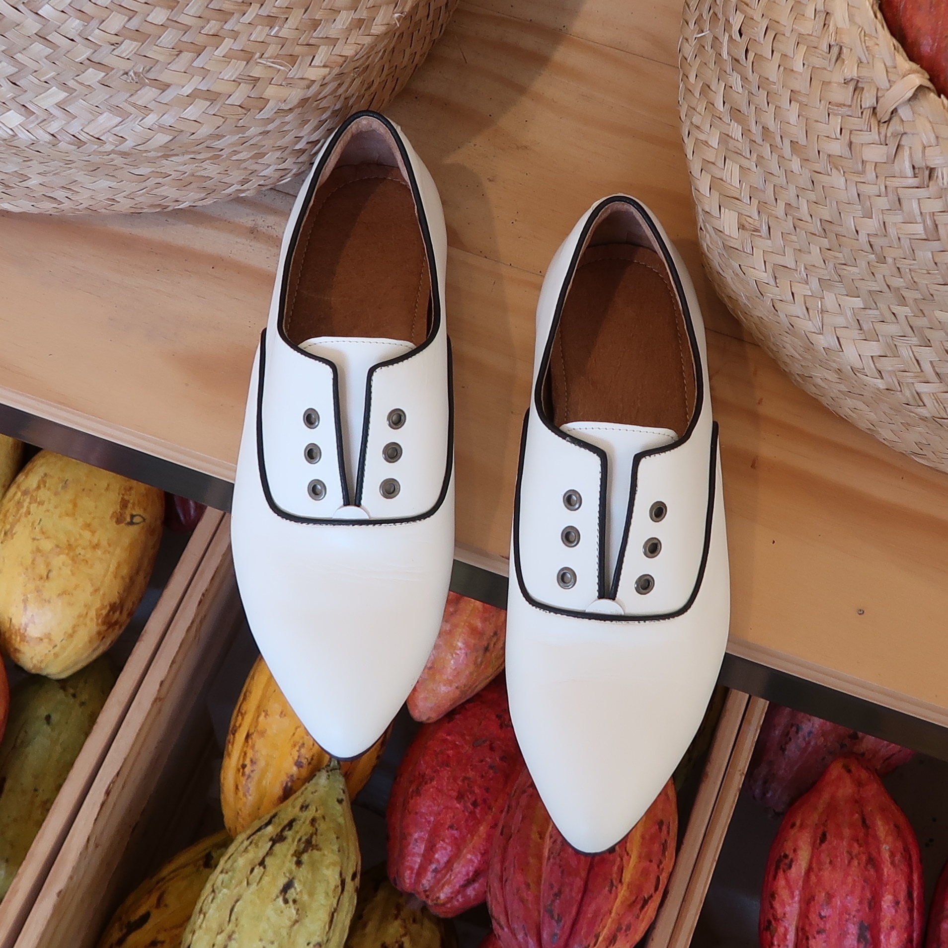 【古典爵士】牛皮手工滾邊真皮鞋跟微尖楦平底牛津懶人鞋微紳士鞋