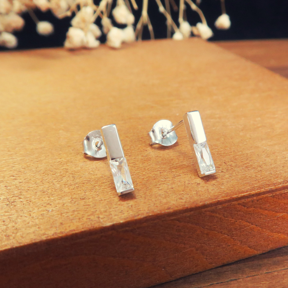 幸福水滴 純銀耳環 (白K金色款)