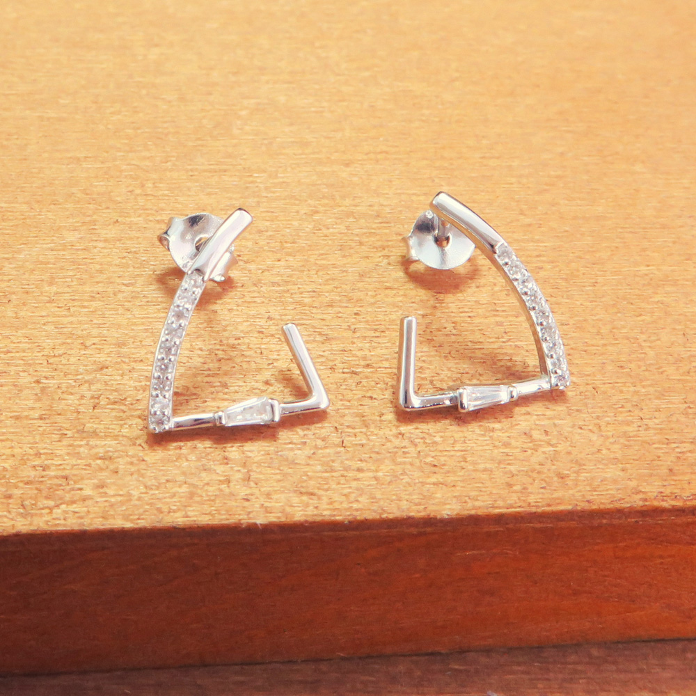 銀河聚散角 純銀耳環 (白K金色款)