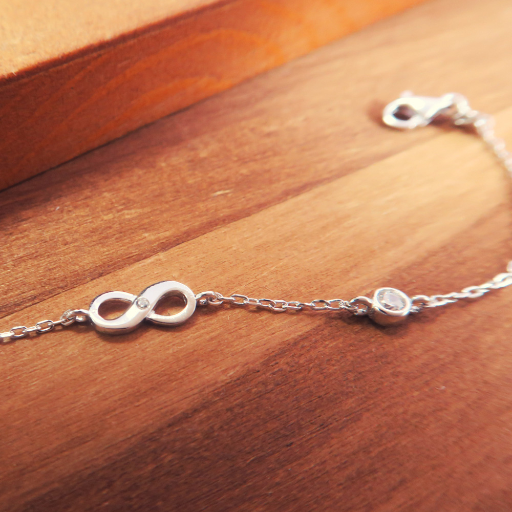 無限心彼端  純銀手鍊 (白K金色款)