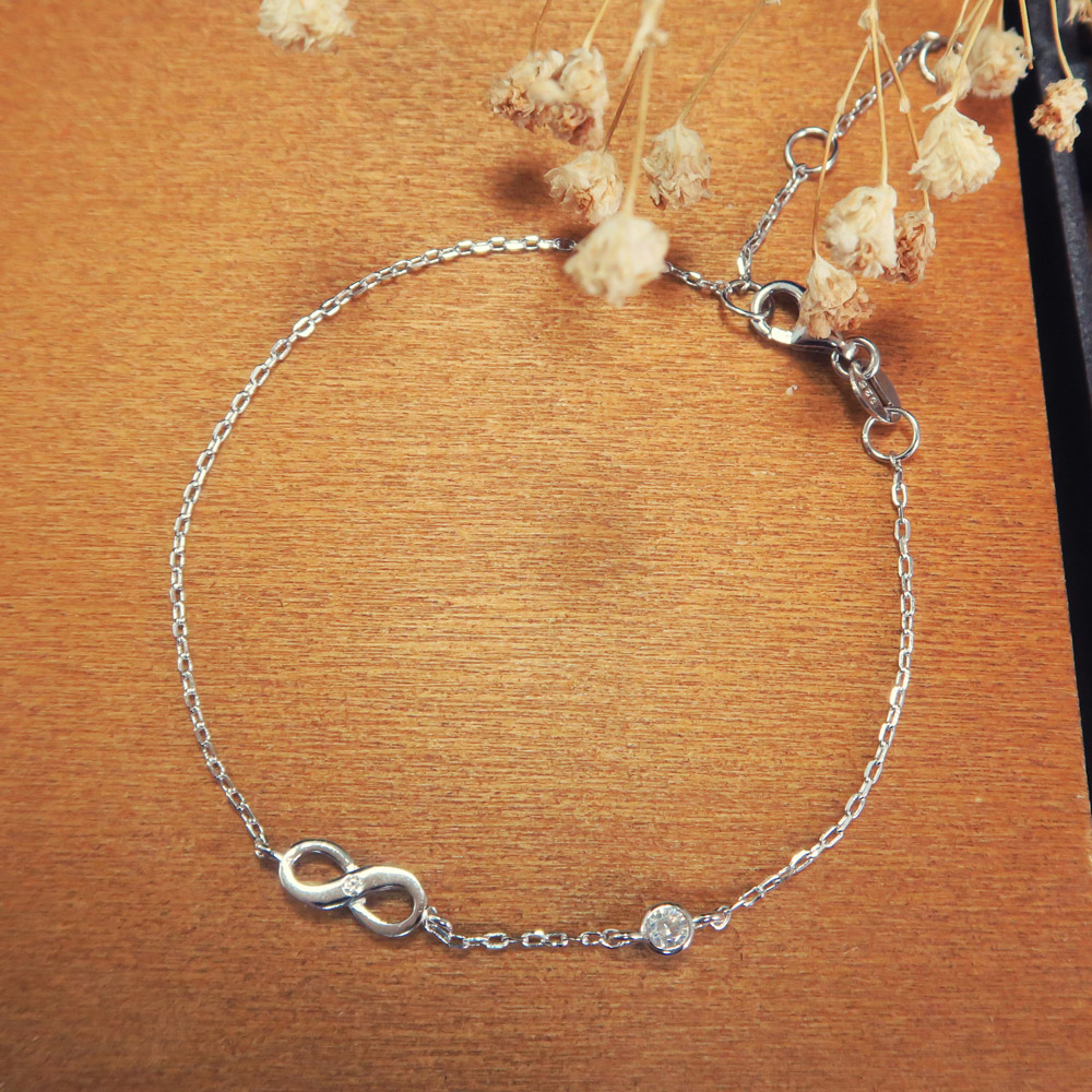 無限心彼端  純銀手鍊 (白K金色款)