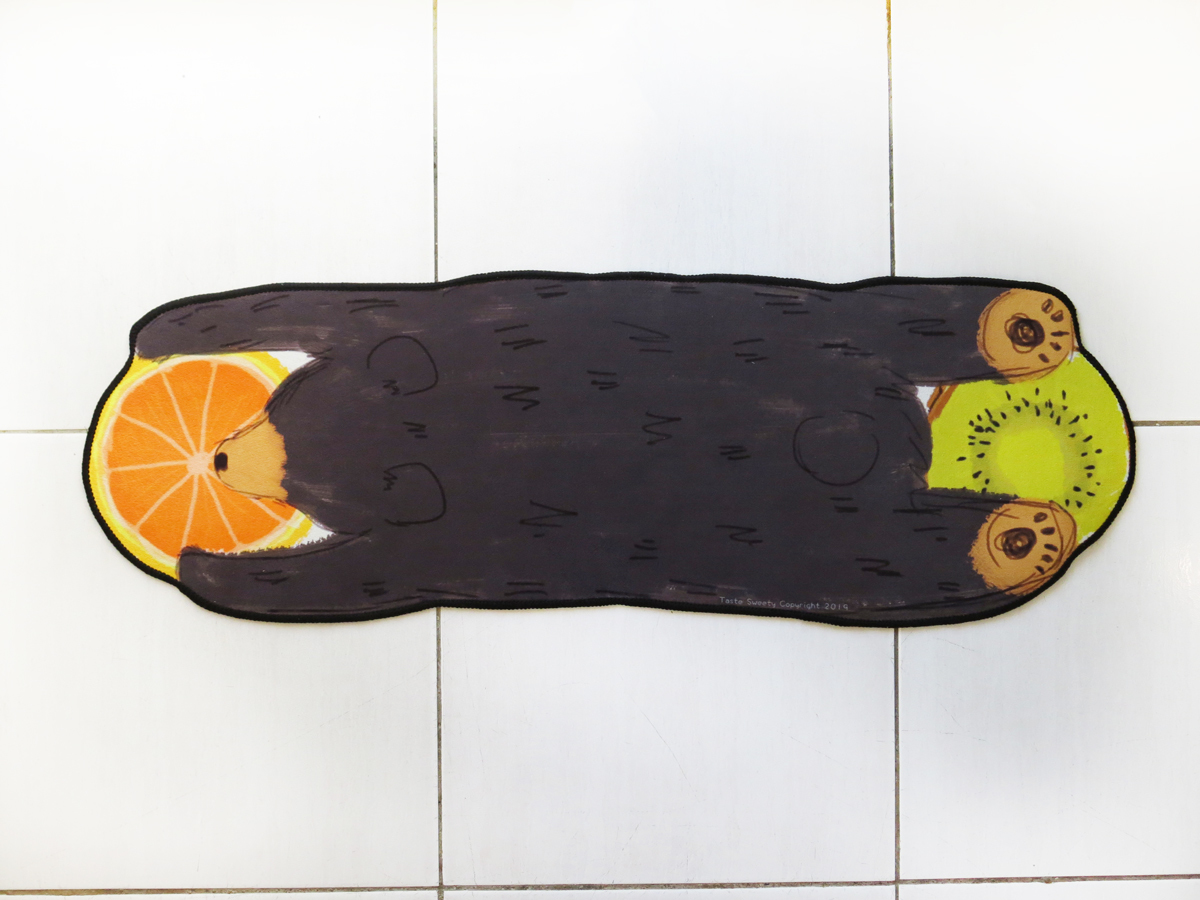 水果黑熊造型地墊