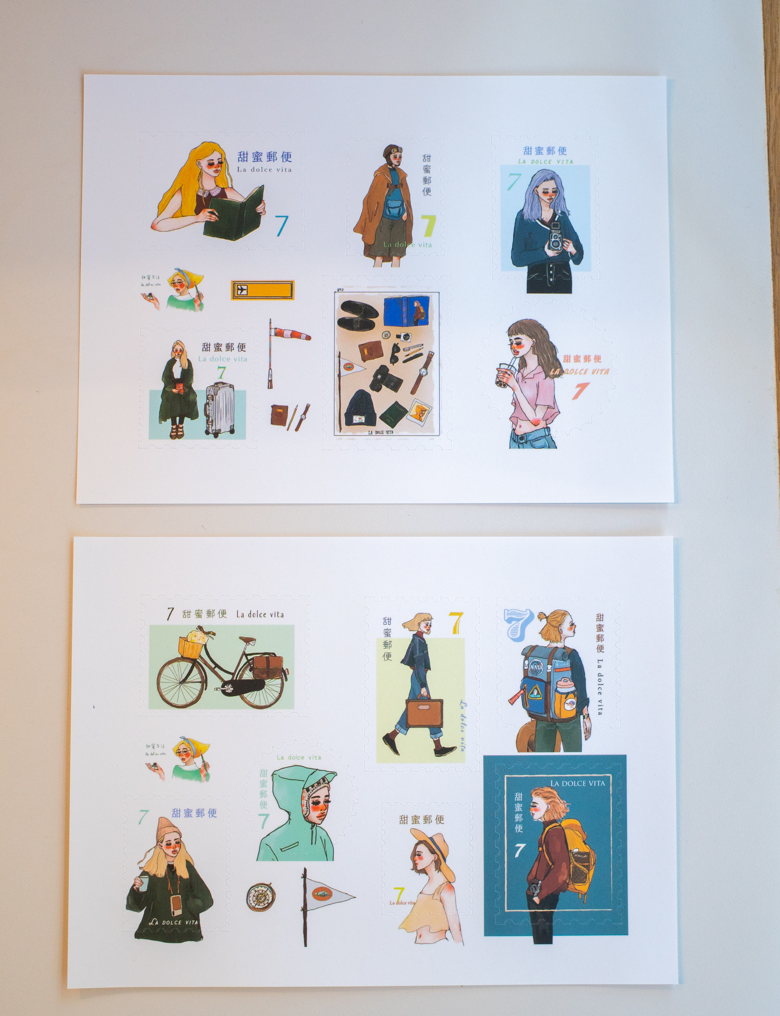 遙遠的旅程郵票貼紙 兩款一組｜甜蜜生活