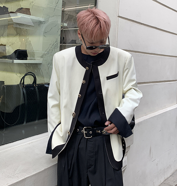 圓領滾邊質感外套 / 黑M / 不提供退換貨