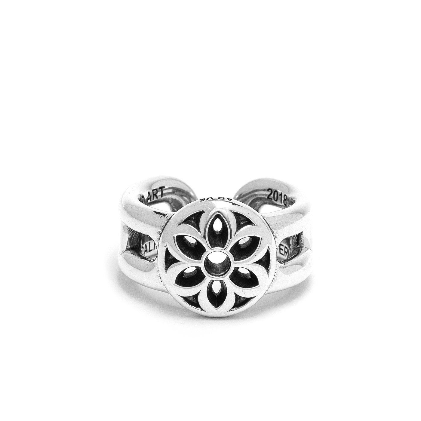 Cigar Band Ring Rosette, Sterling